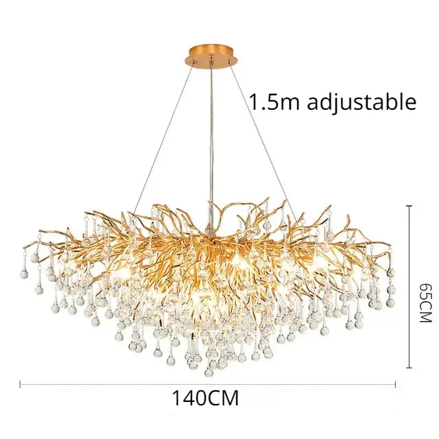 Afralia™ Gold Crystal Chandelier: Dining Living Room Kitchen Table Modern Luxury Lighting