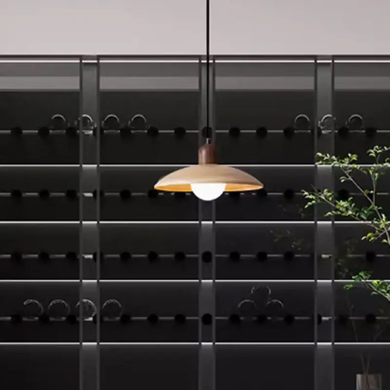 Afralia™ Japanese Wooden Stone Chandelier Pendant Light, Wabi-Sabi Style Yellow Cavity-Stone Lamp