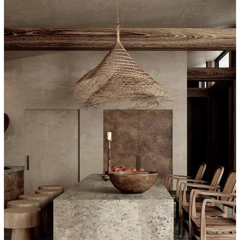 Afralia™ Ratten E27 Led Pendant Light: Japan Style Metal Hanging Lamp