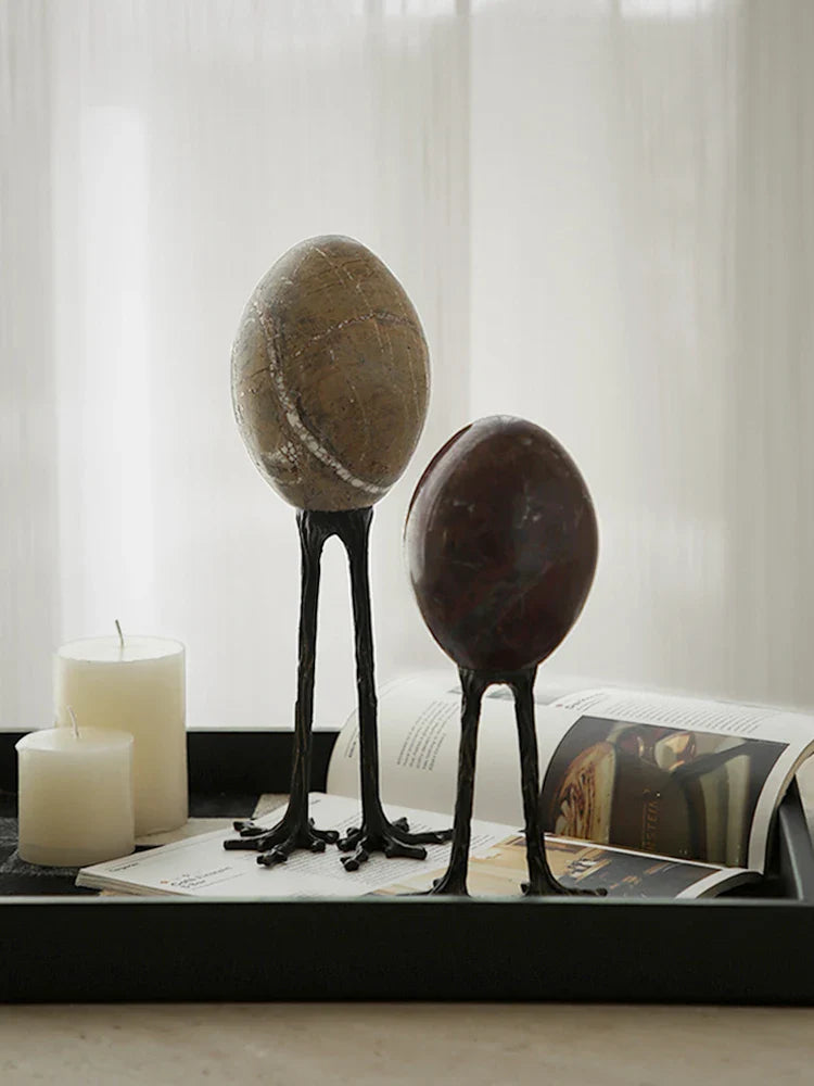 Afralia™ Marble Egg Decor: Vintage Claw Home Ornaments for Living Room & Bedroom