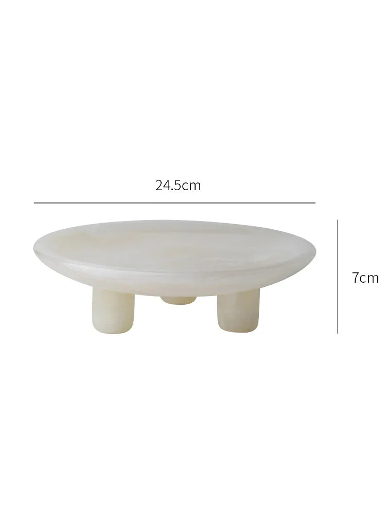 Afralia™ White Onyx Marble Vanity Tray - Elegant Organizer for Dresser and Coffee Table