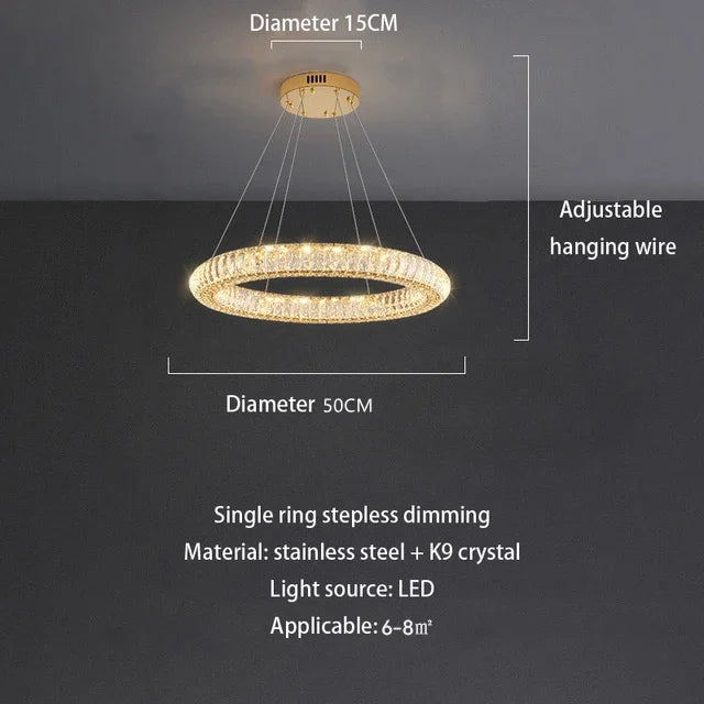 Afralia™ Ring Crystal Chandelier: Luxury Living Room Light for Modern Ambiance