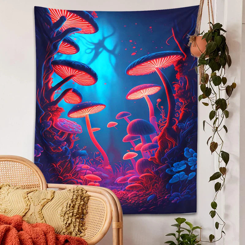 Afralia™ Psychedelic Mushrooms Tapestry Wall Hanging for Colorful Home Decor