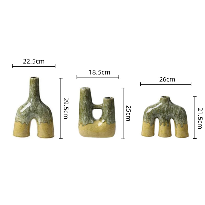 Afralia™ Abstract Kiln-changing Glaze Ceramic Vase for Home Decor and Floral Arrangement