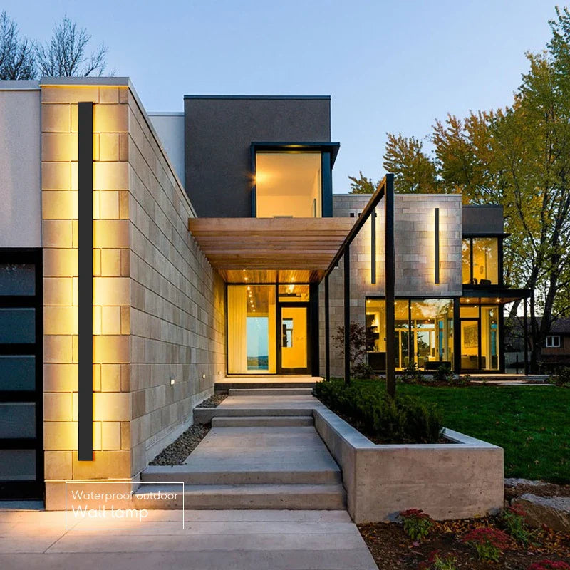 Afralia™ Outdoor Wall Lamp LED Aluminum Light Garden Sconce IP65 Waterproof Long Wall Lamp