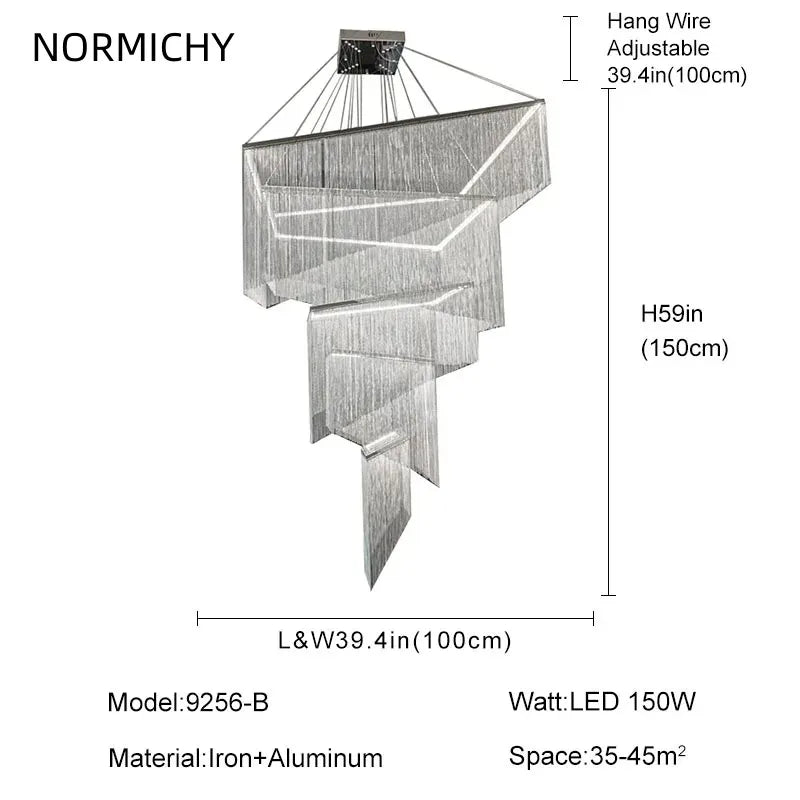 Afralia™ LED Square Chandelier: Modern Luxe Hanging Ceiling Lamp for Living Room & Lobby