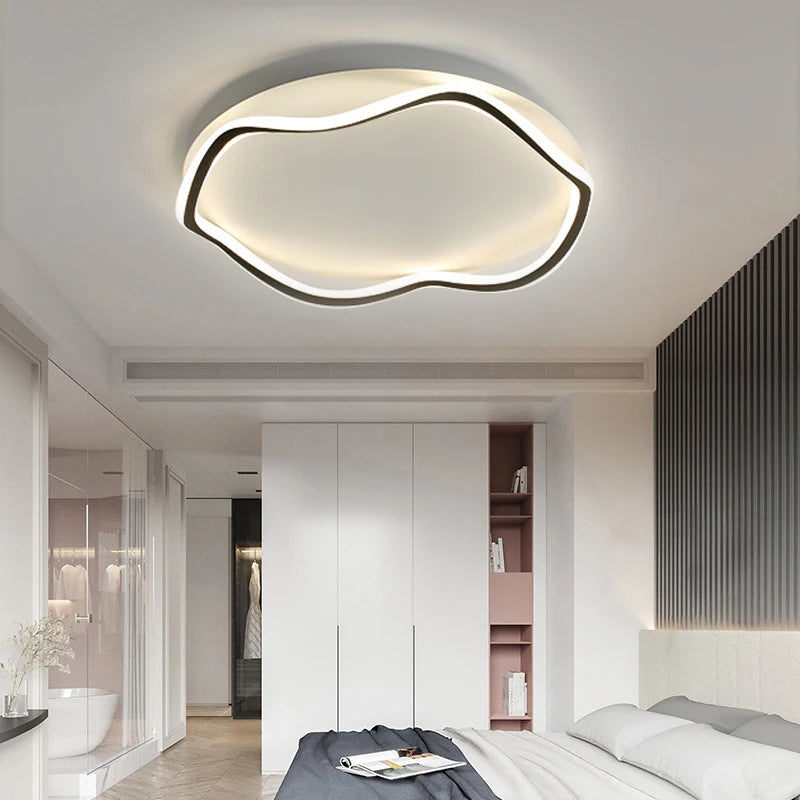 Afralia™ Modern Wave-Shaped LED Ceiling Lamps with Remote Control Dimming for Versatile Home Decor