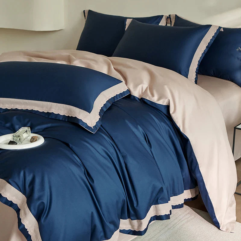 Afralia™ Luxe Lace Bedding Set: 1000TC Egyptian Cotton Duvet, Sheet, Pillowcases