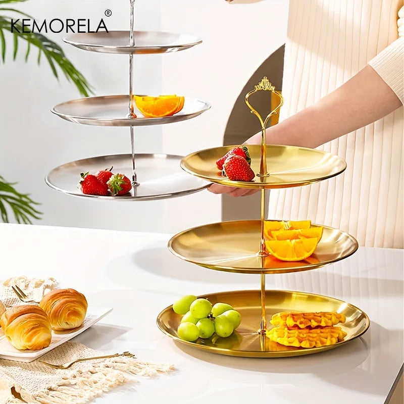 Afralia™ Stainless Steel Cake Stand Fruit Tray - 2/3 Layer