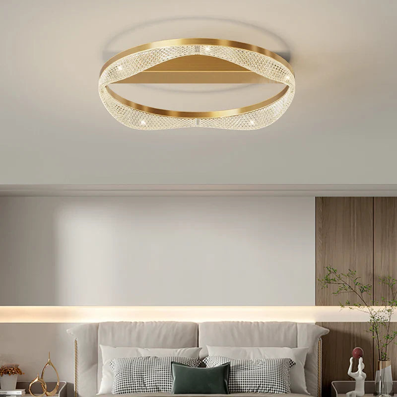 Afralia™ Nordic Brass LED Ceiling Chandelier Light for Living Room, Bedroom, Foyer