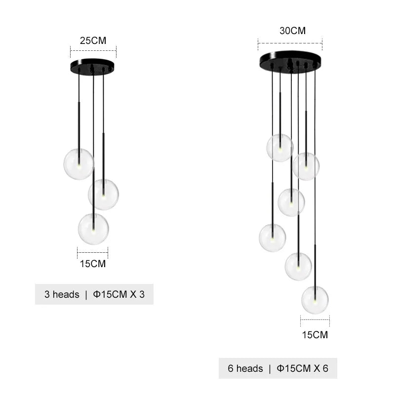 Afralia™ Glass Ball Chandelier: Luxury Pendant Lights for Lobby, Restaurant, Dining Room
