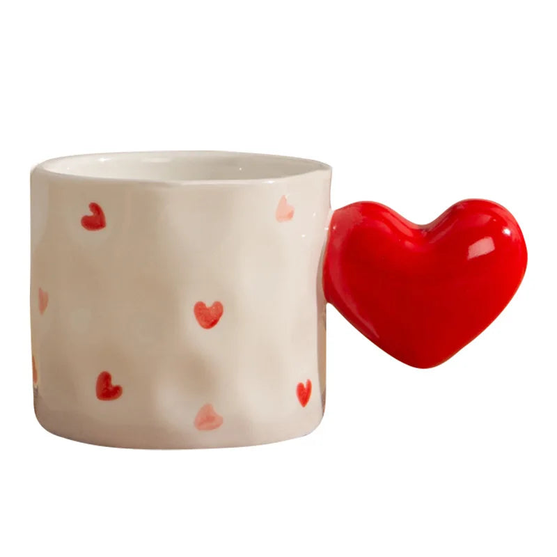 Afralia™ Heart Design Ceramic Coffee Tea Cup Set