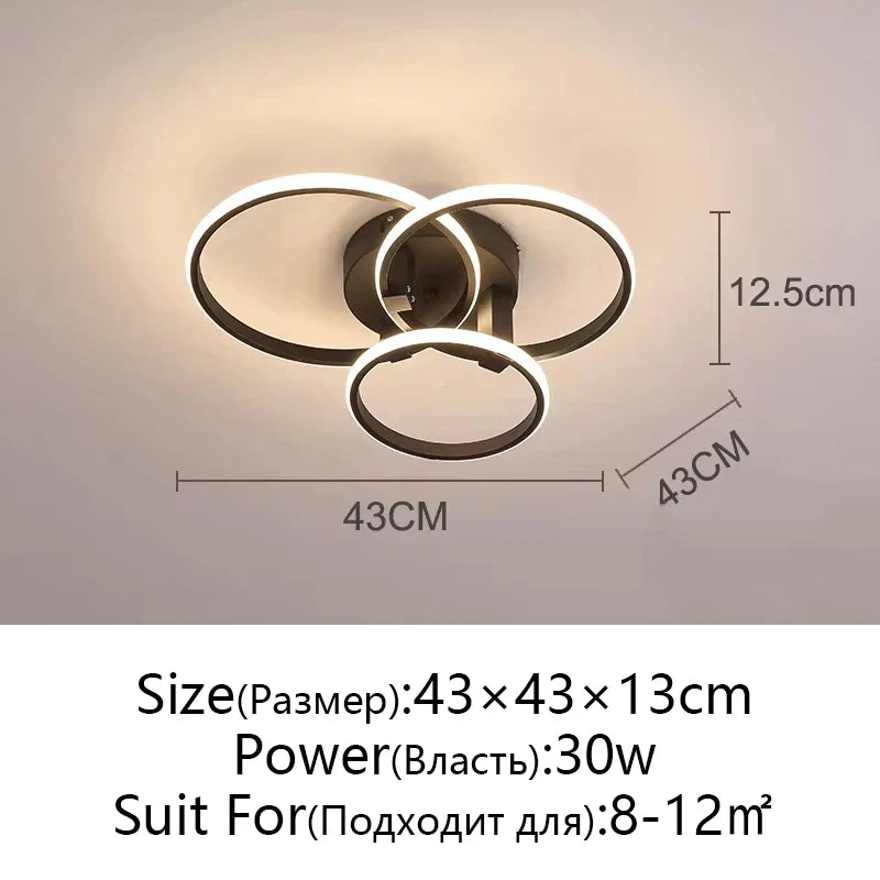 Afralia™ Modern LED Ceiling Chandelier in Gold & Black for Living Room, Bedroom, Study - Dimmable Indoor Lighting