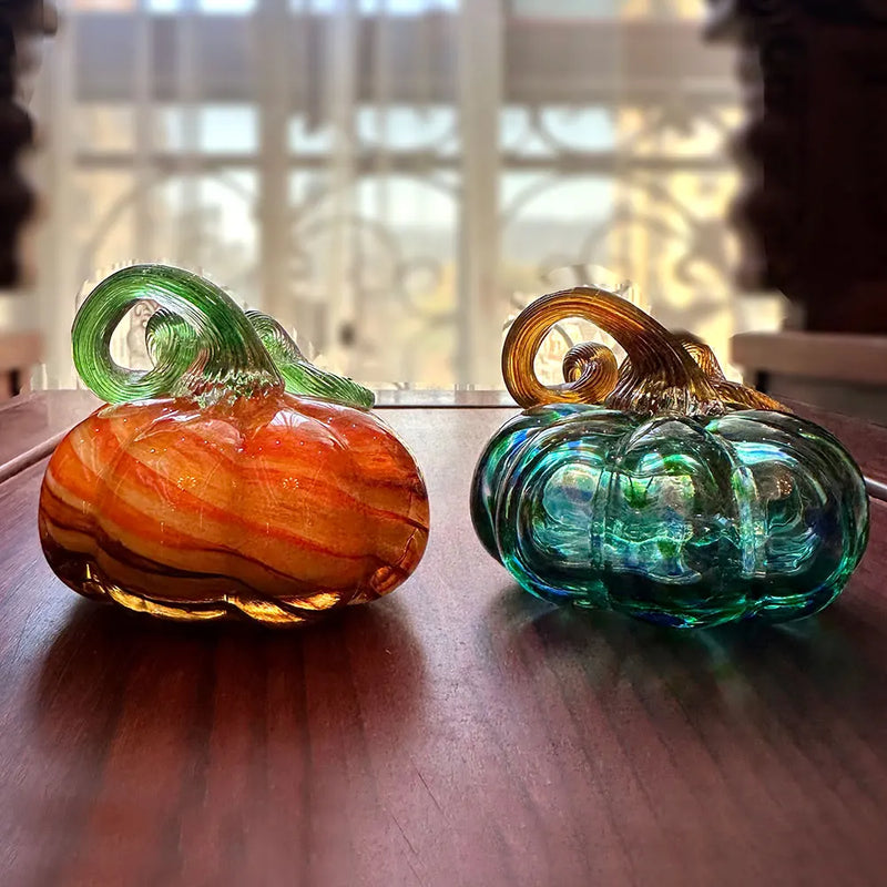 Afralia™ Handmade Glass Pumpkin Figurines Collectible Statue Home Decor