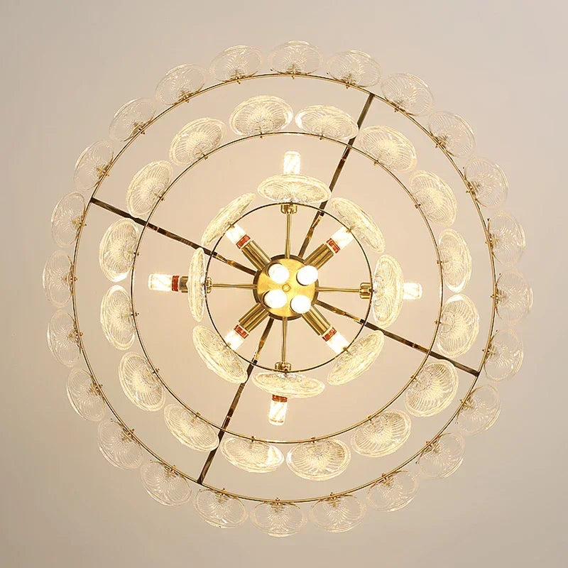 Afralia™ Modern Leaves Glass Ceiling Chandeliers LED Round Pendant Lights for Home Decor