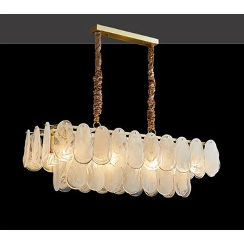 Afralia™ Golden French Modern Glass Chandelier Light, LED Indoor Decorative Lighting Fixture