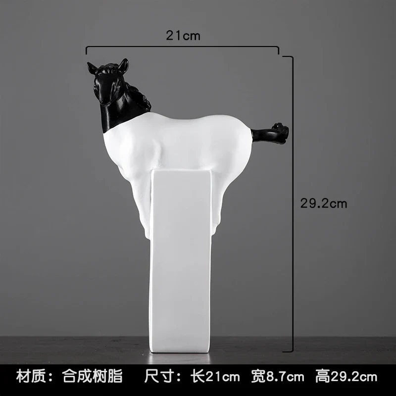 Afralia™ Golden Horse Abstract Sculpture: Elegant Running Horse Figurine for Home Decor