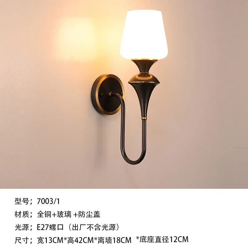 Afralia™ Copper Glass LED Wall Sconce, Black/Gold Luxury Minimalist for Living Room & Bedroom