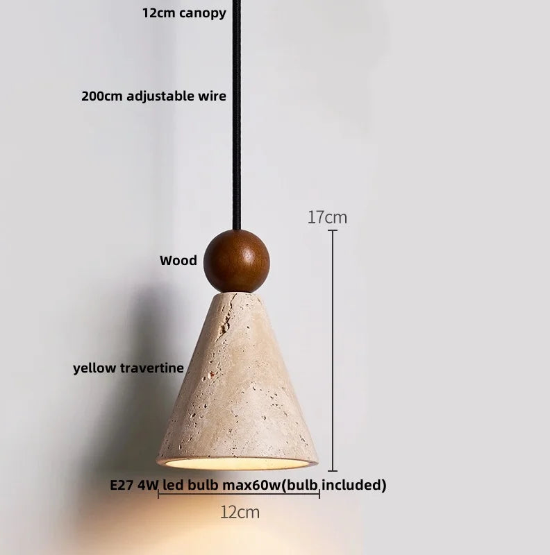 Afralia™ Nodric LED Pendant Lamp Cement & Wood Hanging Light