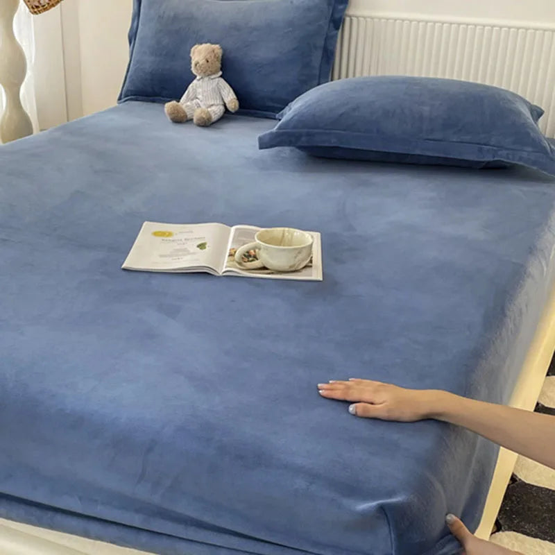 Afralia™ Winter Milk Velvet Fitted Sheet - Thick Plush Mattress Protector for Bed