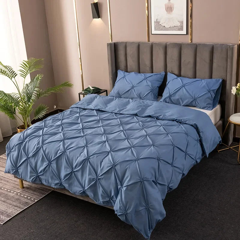 Luxury 3D Pinch Pleated Bedding Set by Afralia™ - Soft Single Double Duvet Cover