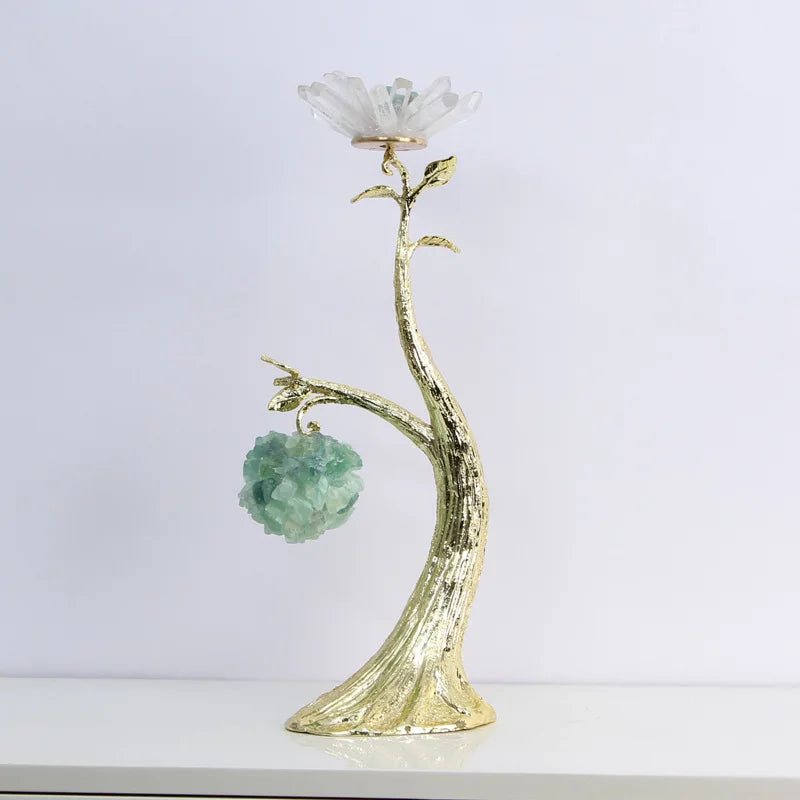 Afralia™ Metallic Crystal Tree Ornament on Marble Base for Home Decoration
