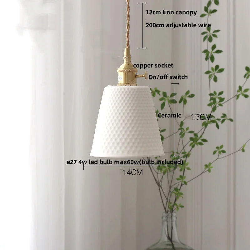 Afralia™ Nordic LED Pendant Light Walnut Wood Green Ceramic Hanging Lamp