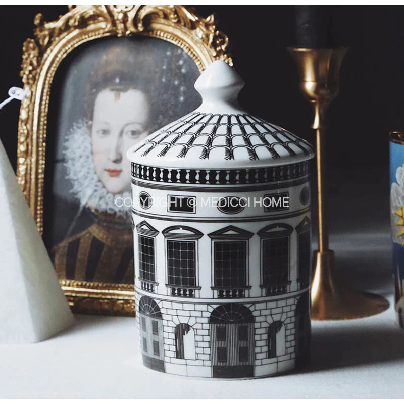 Afralia™ Ancient Roman Architecture Ceramic Incense Candlestick Luxury Home Ornament