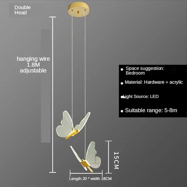 Afralia™ Butterfly Acrylic Chandelier LED Pendant Lamp for Home Indoor Lighting