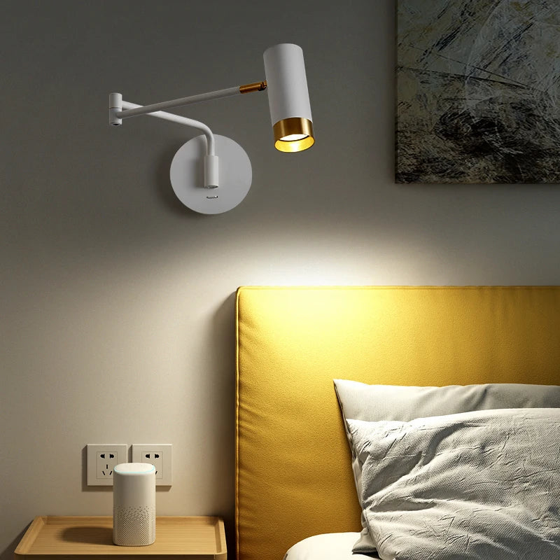 Afralia™ LED Rotatable Wall Lamp Gold Black White Metal Sconce E27 Bulb