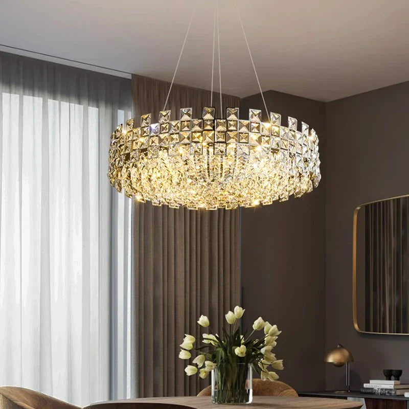 Afralia™ Luxury Crystal Chandelier Pendant Light for Living Room Dining Room Ceiling Light