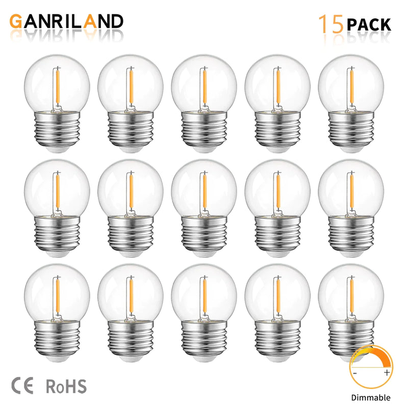 Afralia™ G40 E27 1W Warm White Led String Light Bulbs - Set of 15