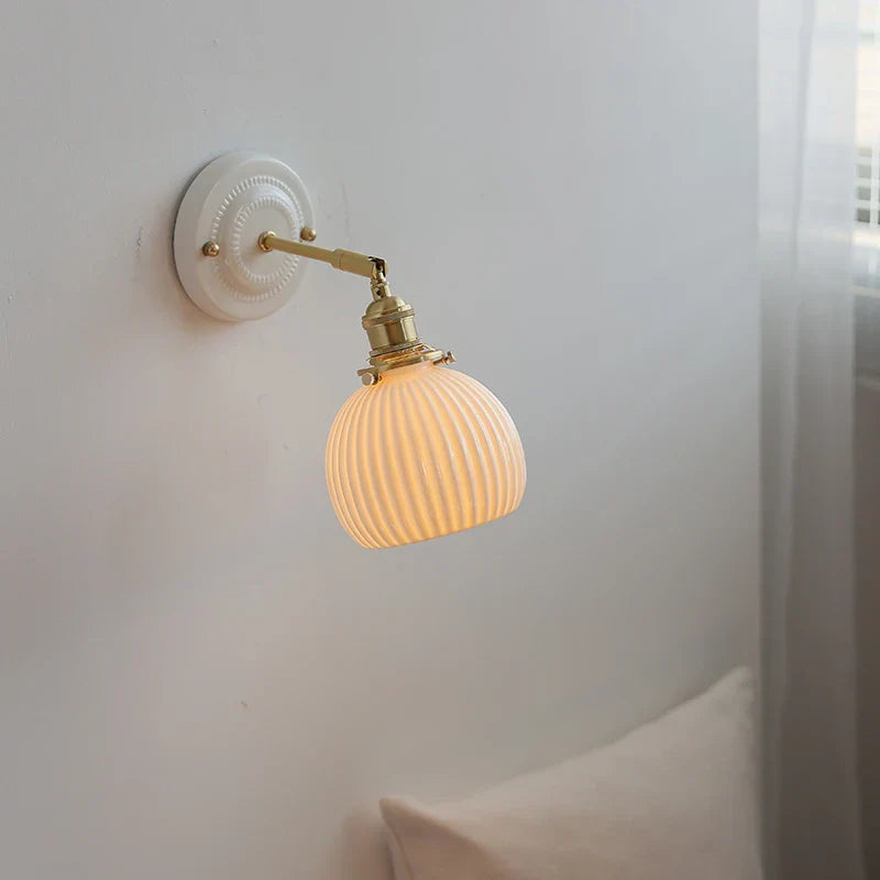 Afralia™ Ceramic Pumpkin LED Wall Sconce Modern Minimalist Bedroom Lighting