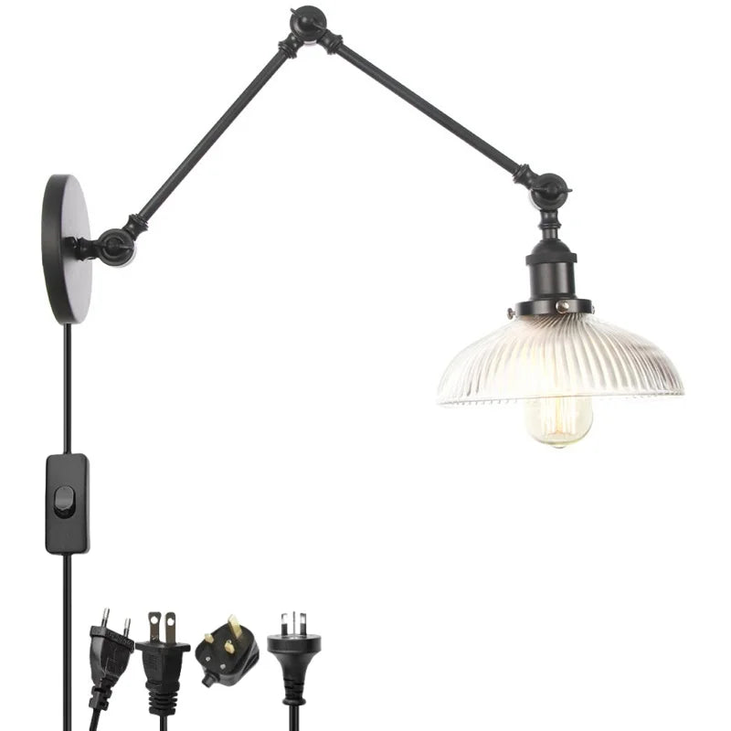 Afralia™ Swing Arm LED Wall Lights Industrial Loft Home Decor Bedroom Luminaire