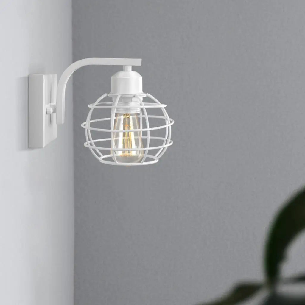 Afralia™ Industrial Vintage LED Wall Light Iron Cage Sconce Indoor Lighting