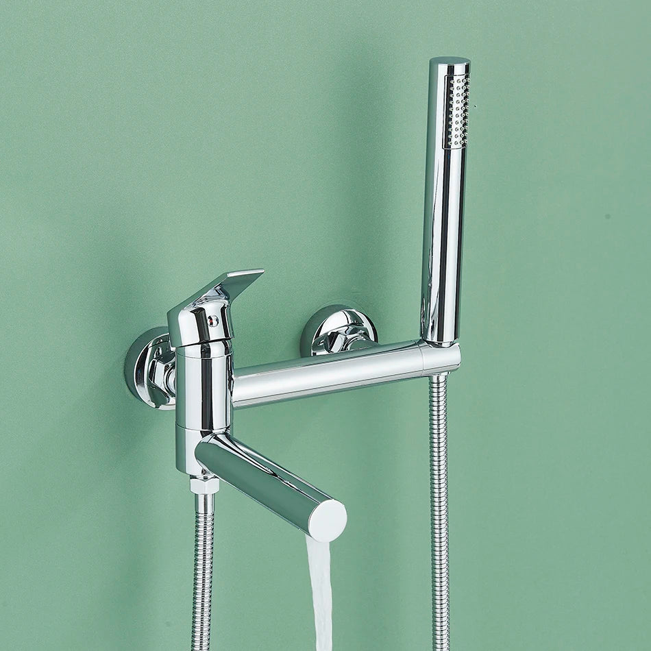 Afralia™ Brass Wall Mounted Bathtub Shower Mixer Tap Set for Bathroom