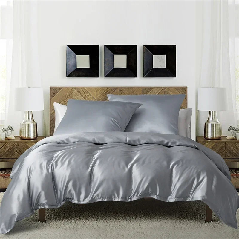 Satin King Size Duvet Cover Set by Afralia™ - Soft, Cozy, Skin-friendly Bedding for Queen Bed