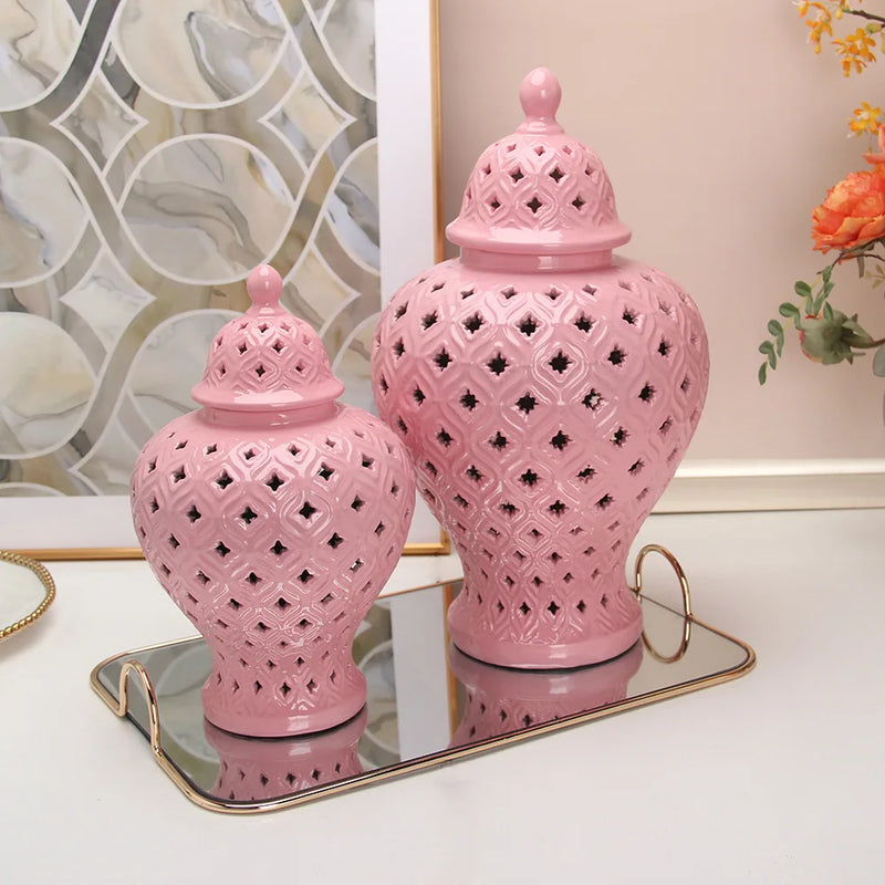 Afralia™ Ceramic Ginger Jar Vase Candy Storage Home Decor