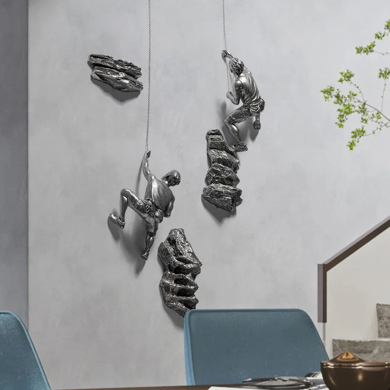 Afralia™ Resin Climbing Man Sculpture Retro Statue Home Decor Figure