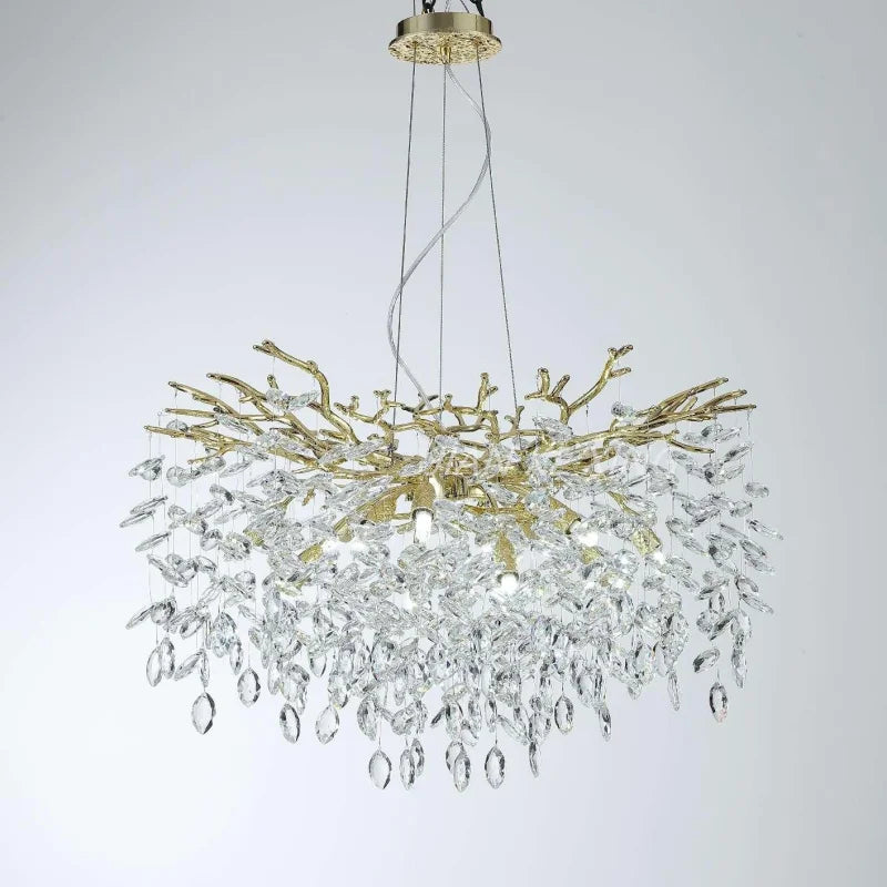 Afralia™ Nano Crystal Chandelier Horse Eye Pendant LED Lighting for Luxury Living Room & Hall