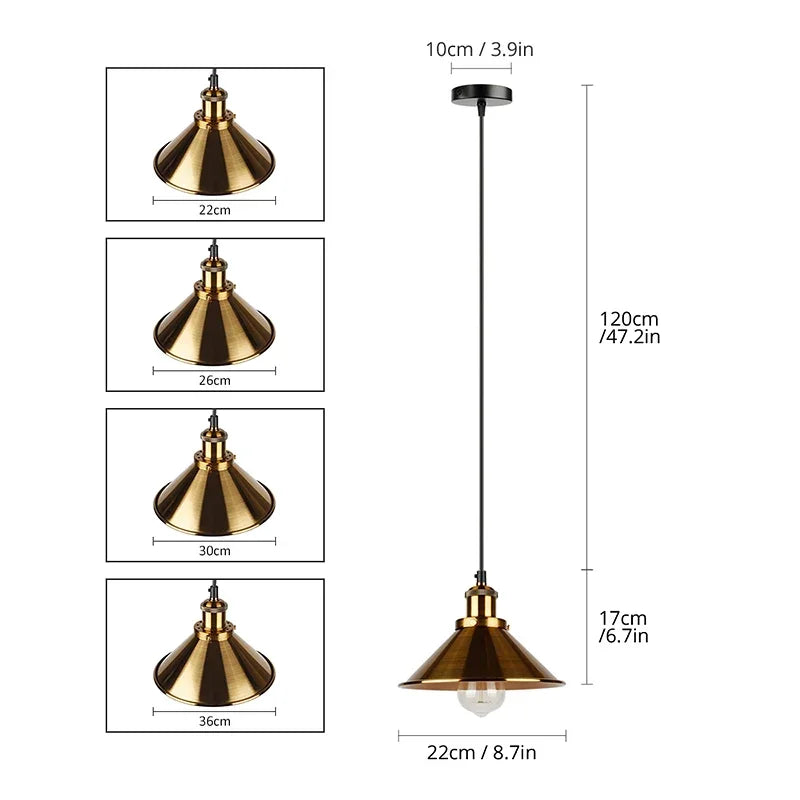 Afralia™ Vintage Pendant Lamp - Black Gold Industrial Loft Hanging Light