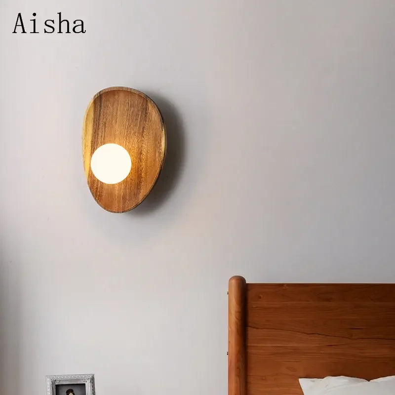 Afralia™ Mood Walnut Wood LED Wall Lamp - Indoor Decorative Lighting