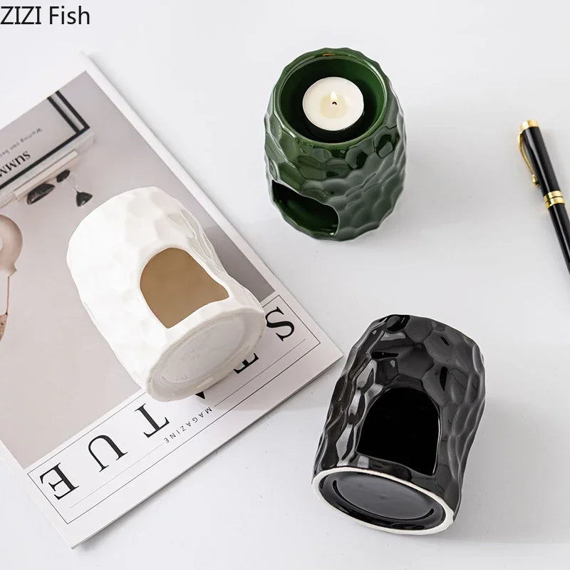 Afralia™ Ceramic Honeycomb Candle Holders Desk Decoration Minimalism Aroma Container.