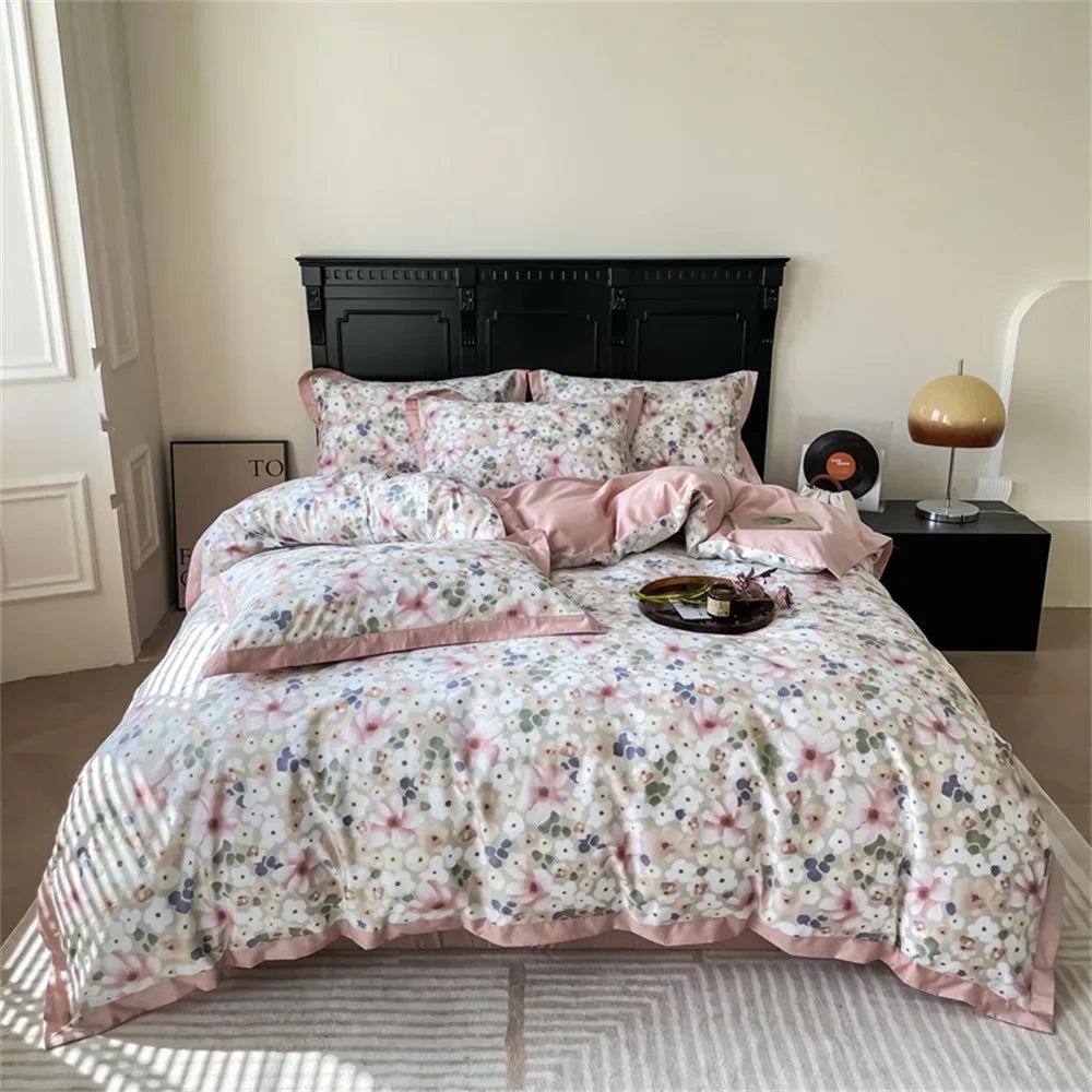 Afralia™ Yellow Lemon Fruit Satin Egyptian Cotton Duvet Cover Set - Queen King Size