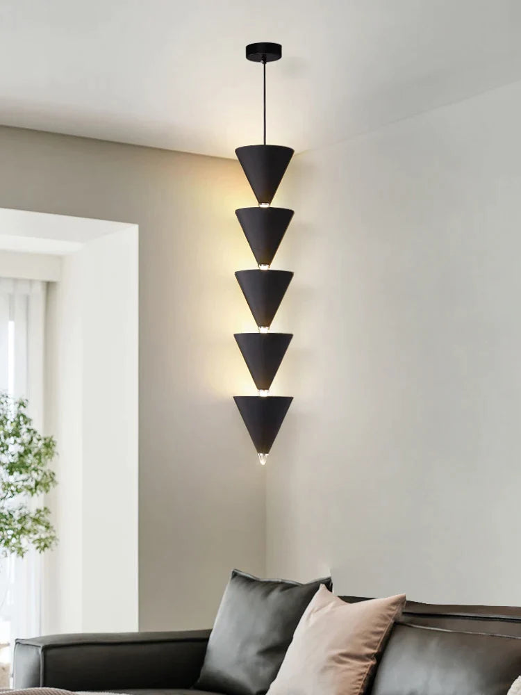 Afralia™ Cream Bedroom Chandelier: Minimalist Designer Conical Long Line Branched Light Fixture