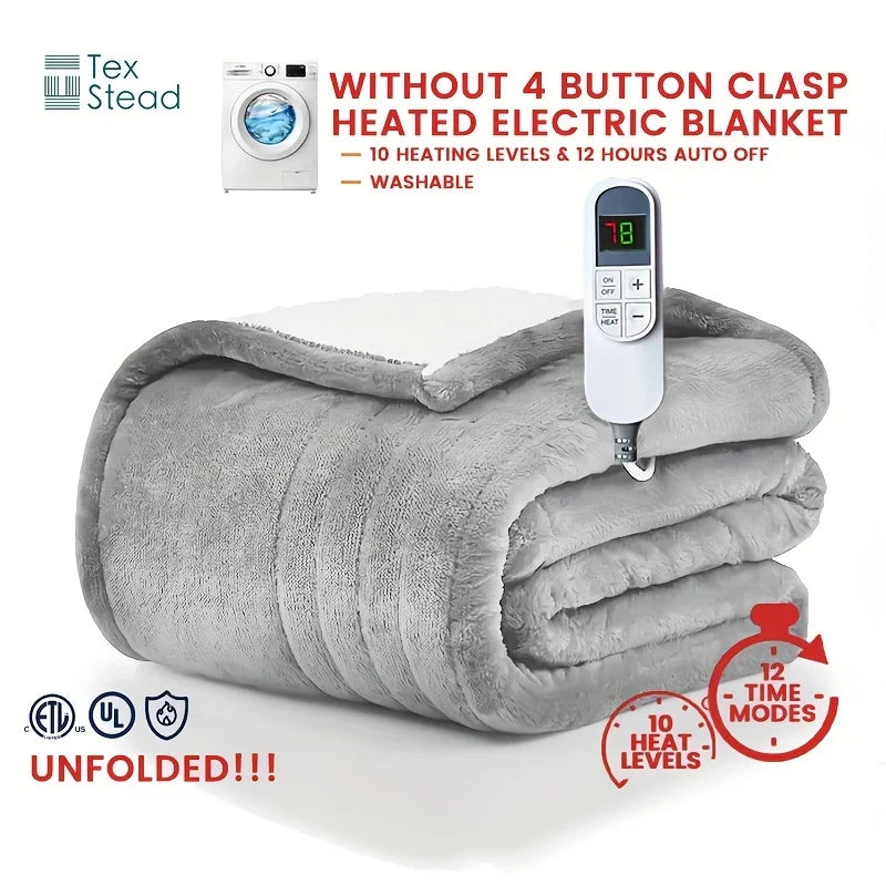 Afralia™ Electric Heated Blanket Throw: 10 Temp Settings, Auto Shut Off, Machine Washable