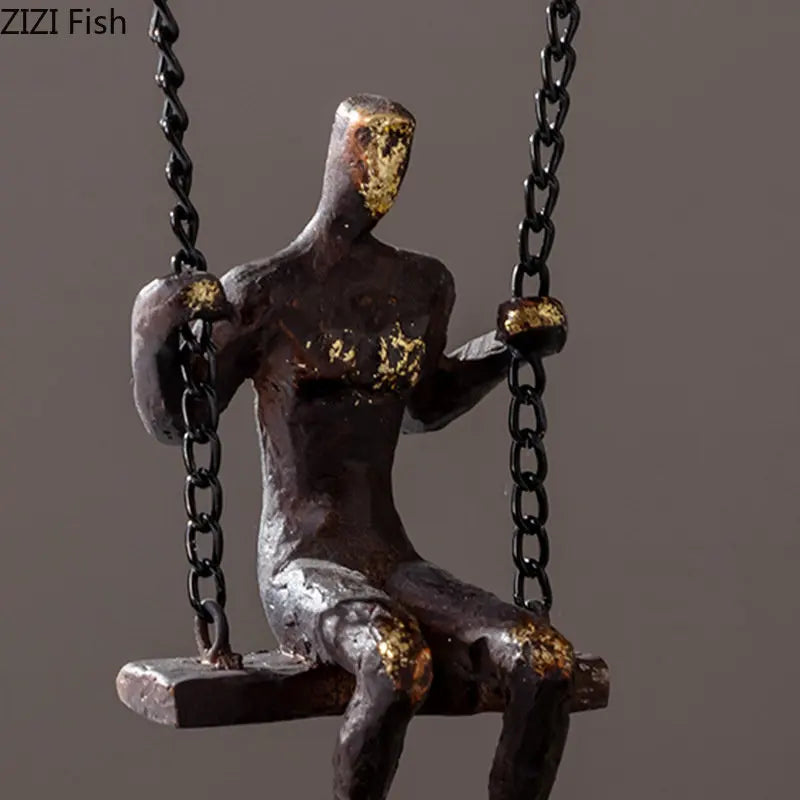 Afralia™ Swing Figures Resin Sculpture Modern Home Decor
