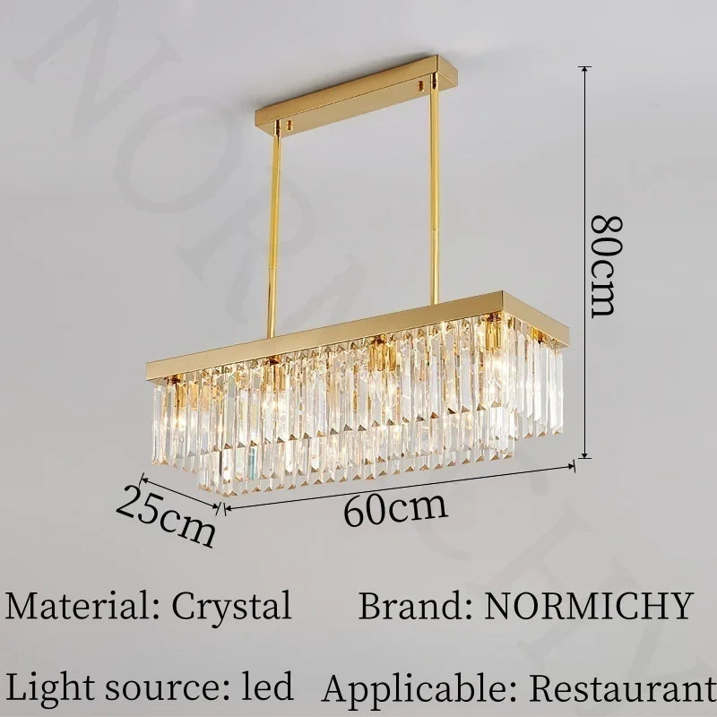 Afralia™ Crystal Chandelier: Nordic Minimalist Rectangular Restaurant Lighting