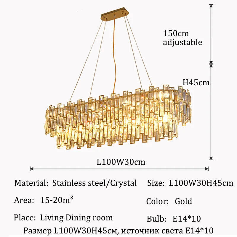 Afralia™ Crystal Pendant Chandelier: Elegant Lighting for Living & Dining Rooms