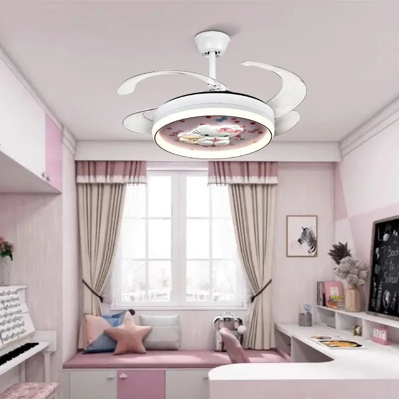 Afralia™ Smart Light and Fan Switch Flush Mount LED Ceiling Fan - Wholesale Kids Decoration